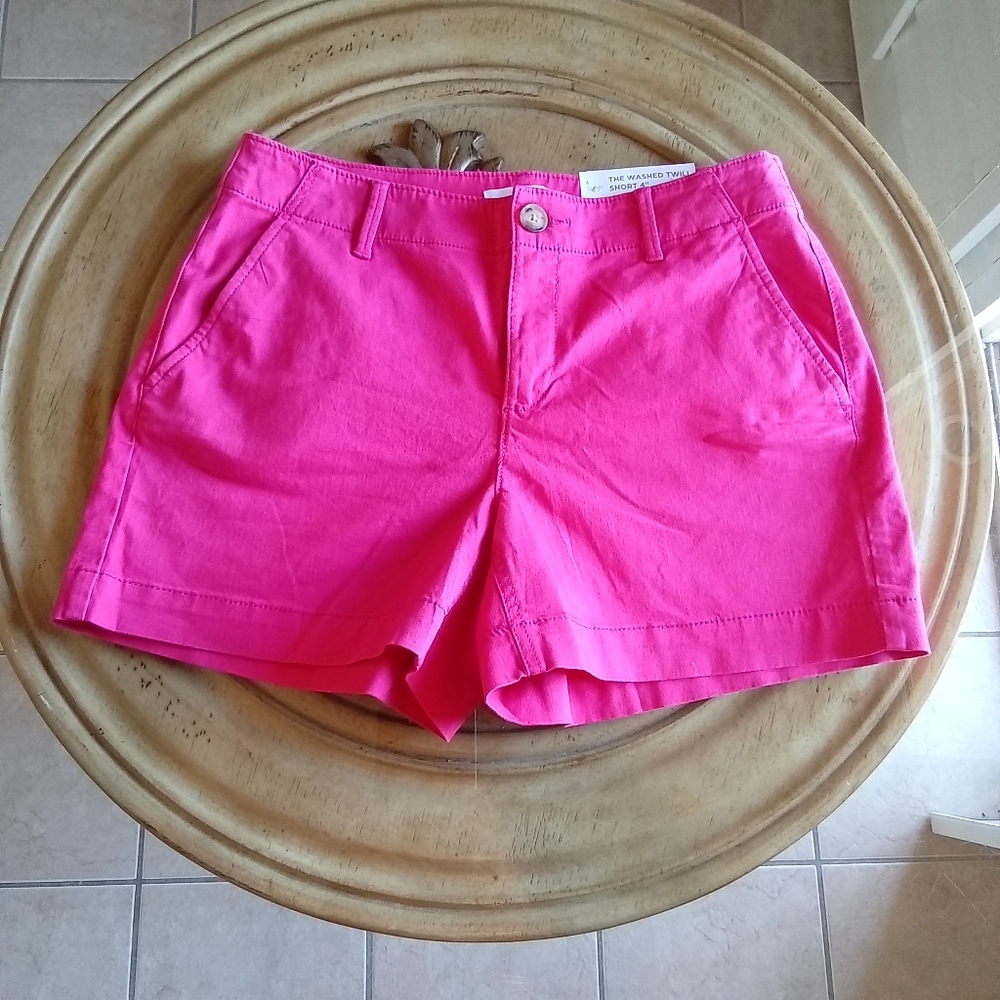 Loft Curvy Jeans Short, The Whashed Twill, Size 4 Color Pink